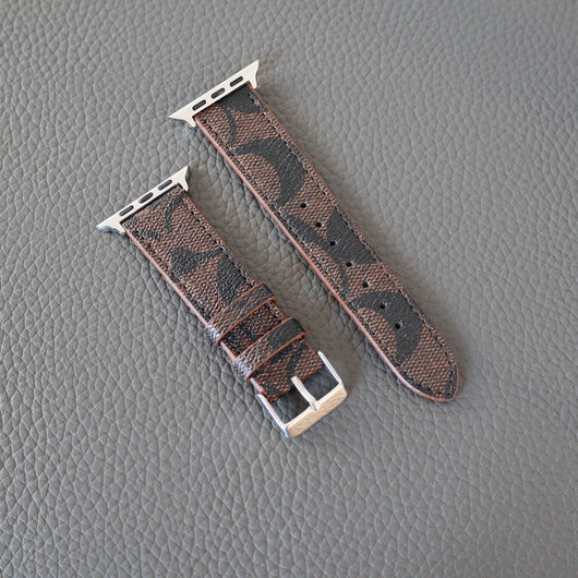 Coach Leather Apple Watch Band Brown Pattern