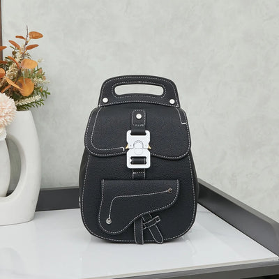 DR Leather Backpack Saddle Style White Stitches