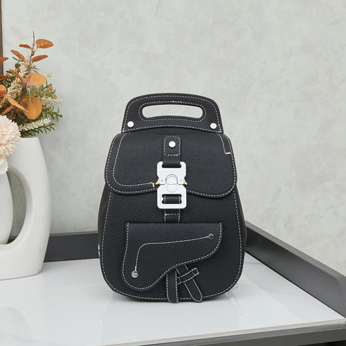 DR Leather Backpack Saddle Style White Stitches