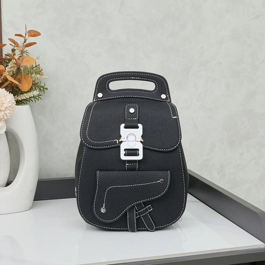 DR Leather Backpack Saddle Style White Stitches