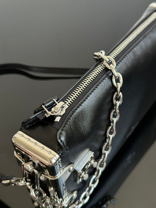 Slim Black Trunk Handbag