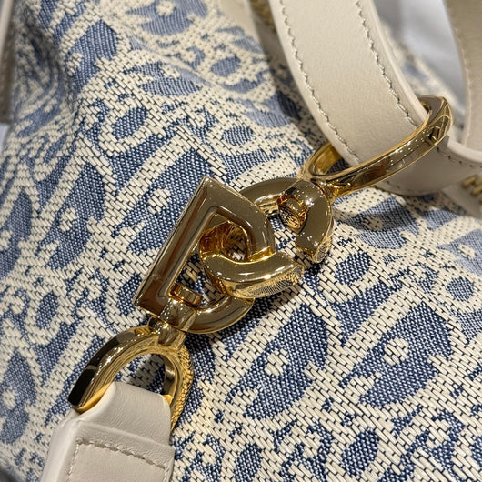 Small Blue-White Checkered Denim Handbag