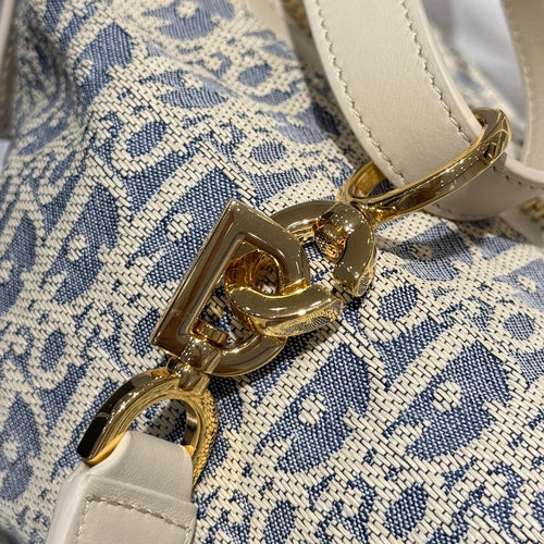 Small Blue-White Checkered Denim Handbag