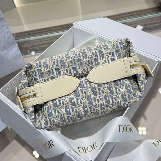 Small Blue-White Checkered Denim Handbag