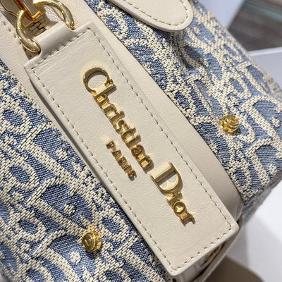 Small Blue-White Checkered Denim Handbag