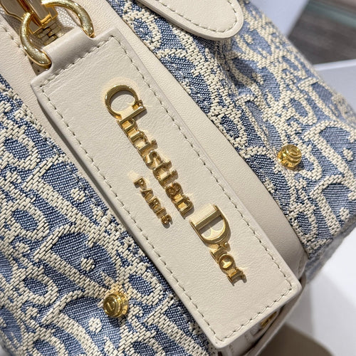 Small Blue-White Checkered Denim Handbag
