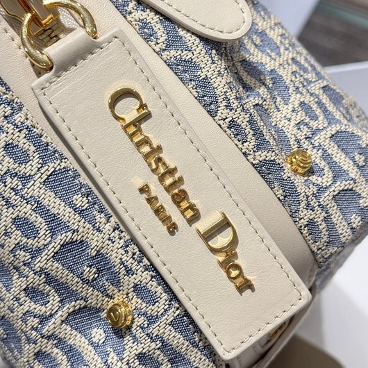 Small Blue-White Checkered Denim Handbag