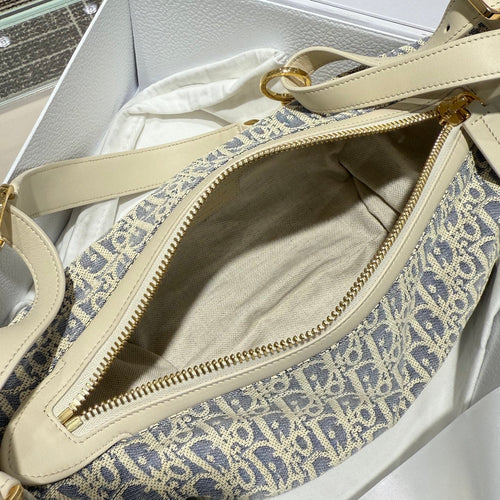 Small Blue-White Checkered Denim Handbag