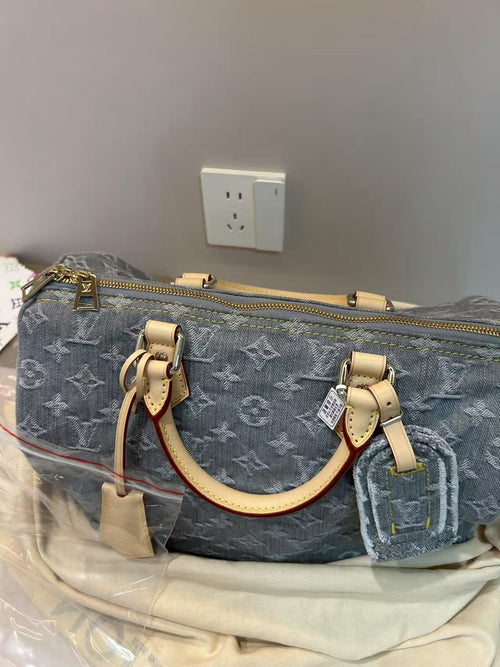 Speedy 30 Grey Denim Bag