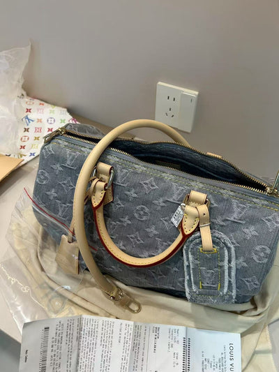 Speedy 30 Grey Denim Bag