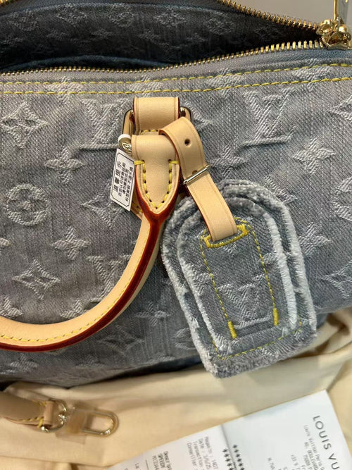 Speedy 30 Grey Denim Bag