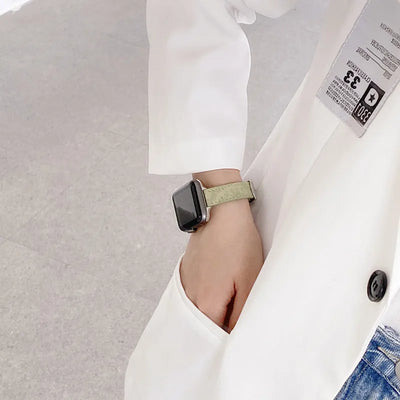 Designer Gucci Leather Watch Band for Apple Watches / Thin Green