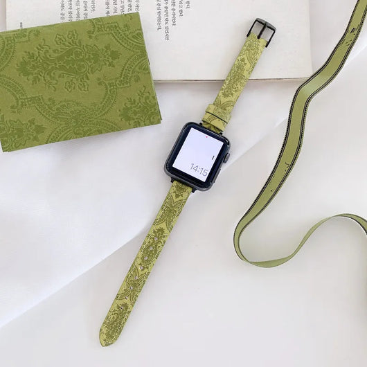 Designer Leather Watch Band for Apple Watches / Bright Green