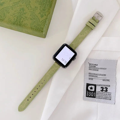 Designer Gucci Leather Watch Band for Apple Watches / Thin Green
