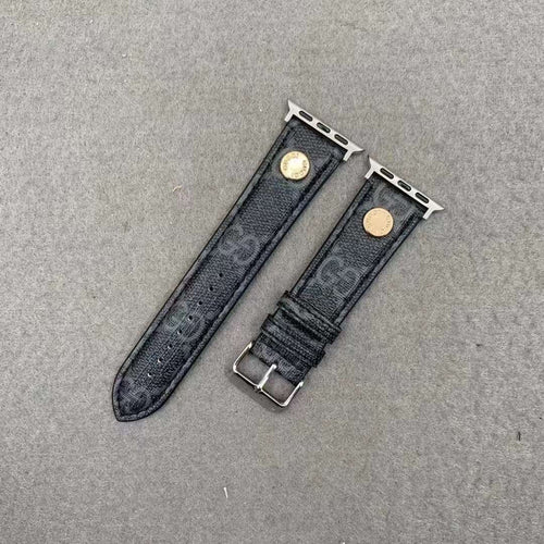 Gucci Apple Watch Band Black Leather Style