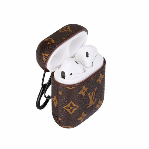 Luxury AirPods Cases Brown Small Mono For 1-2 Gen