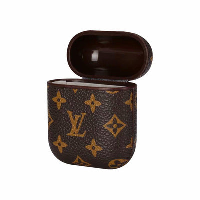 Luxury AirPods Cases Brown Small Mono For 1-2 Gen