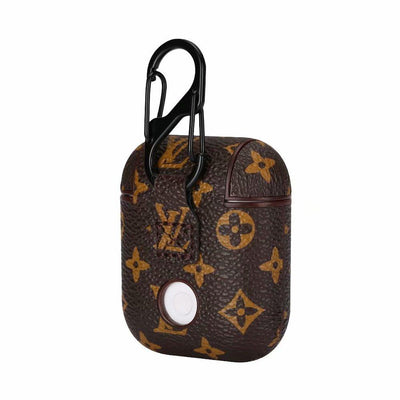 Luxury AirPods Cases Brown Small Mono For 1-2 Gen