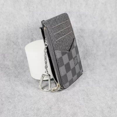 Card Holder Louis Vuitton Wallet Carabiner Black Checkered