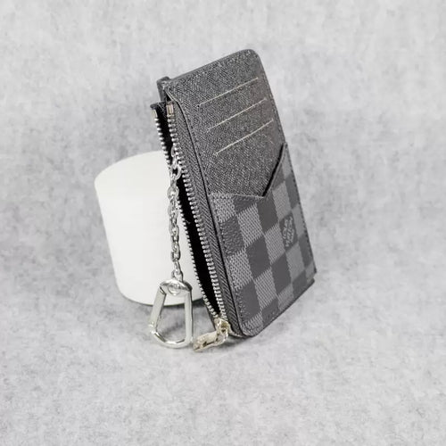 Card Holder Louis Vuitton Wallet Carabiner Black Checkered