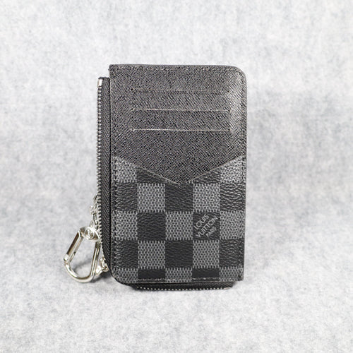 Card Holder Louis Vuitton Wallet Carabiner Black Checkered