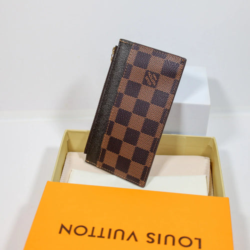 Louis Vuitton Brown Checkered Card Holder Zipper Wallet