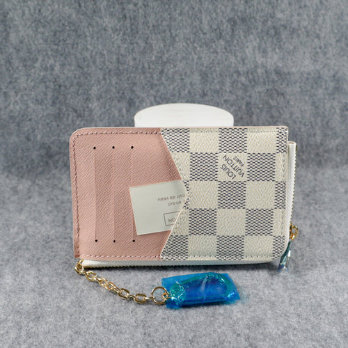 LV Card Holder Women White Checkered Style