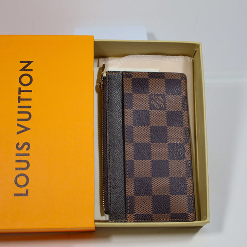 Louis Vuitton Brown Checkered Card Holder Zipper Wallet