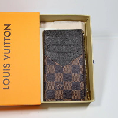 Louis Vuitton Brown Checkered Card Holder Zipper Wallet