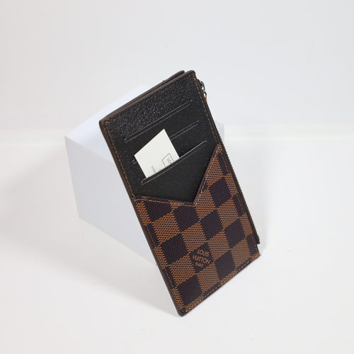 Louis Vuitton Brown Checkered Card Holder Zipper Wallet