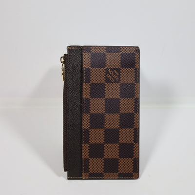 Louis Vuitton Brown Checkered Card Holder Zipper Wallet