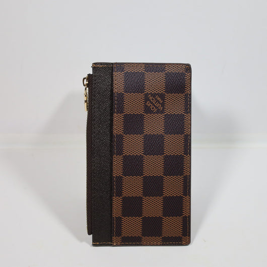 Louis Vuitton Brown Checkered Card Holder Zipper Wallet