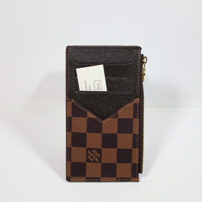Louis Vuitton Brown Checkered Card Holder Zipper Wallet