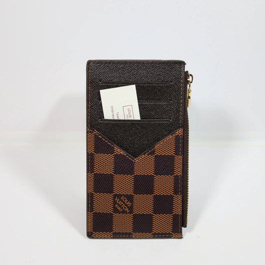 Louis Vuitton Brown Checkered Card Holder Zipper Wallet