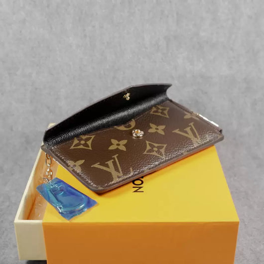 LV Wallet Card Holder Accent Monogram Zipper Wallet