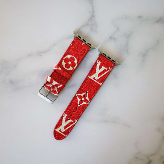 Red Leather Watch Bands for Apple Watches