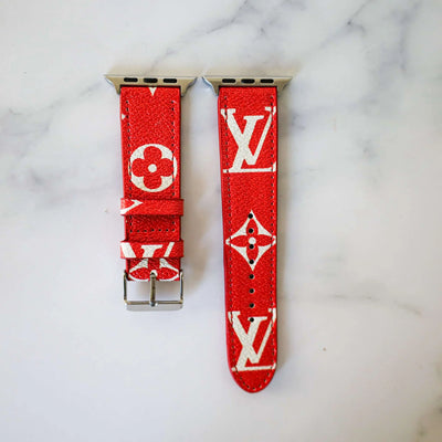 Red Leather Watch Bands for Apple Watches