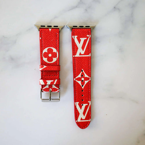Red Leather Watch Bands for Apple Watches